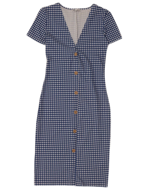 Rochie Bodycon pentru Damă Zara UK 8 Mic Albastru Gingham Poliester