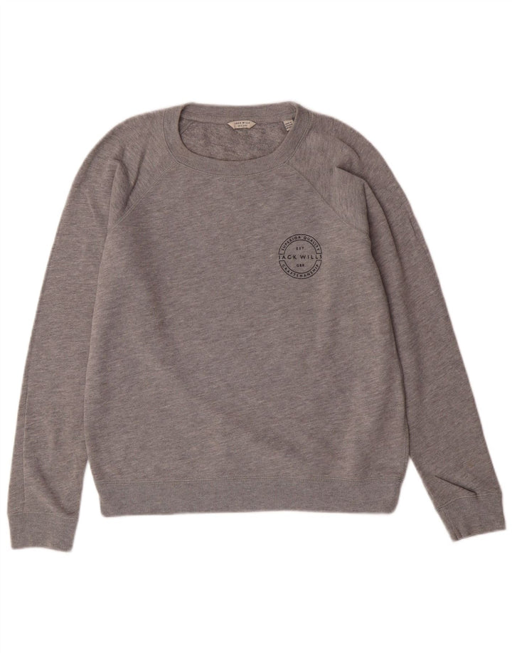 JACK WILLS Pulover pentru damă, UK 12, bumbac gri mediu