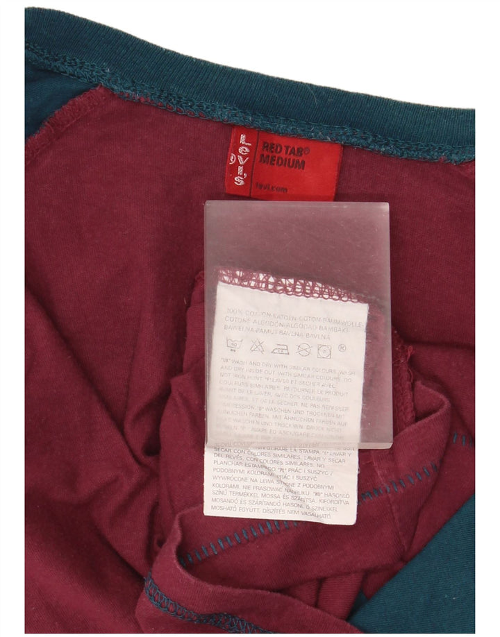 Bluză cu mânecă lungă cu grafică Levi's pentru femei UK 14 Medium Burgundy Colorblock