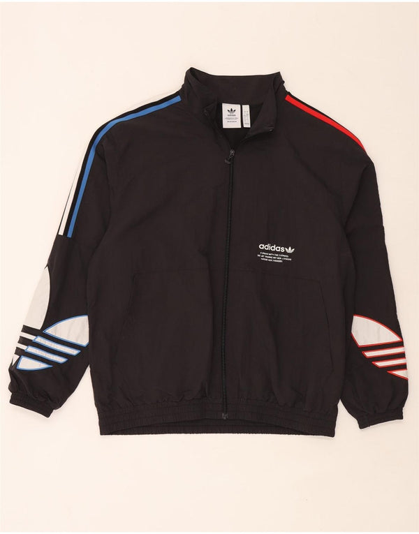 Jachetă de top pentru trening grafic Adidas pentru bărbați, mare, neagră, poliamidă