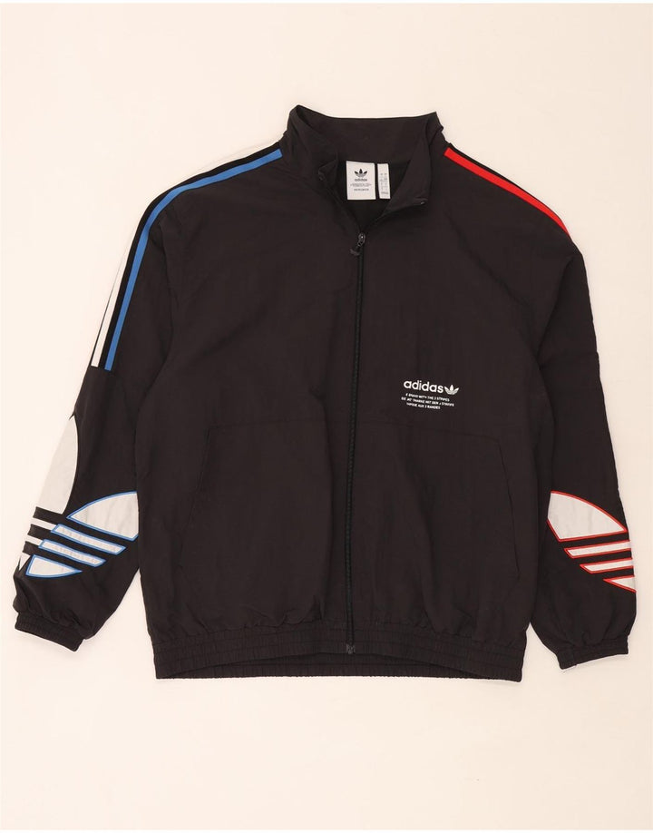Jachetă de top pentru trening grafic Adidas pentru bărbați, mare, neagră, poliamidă