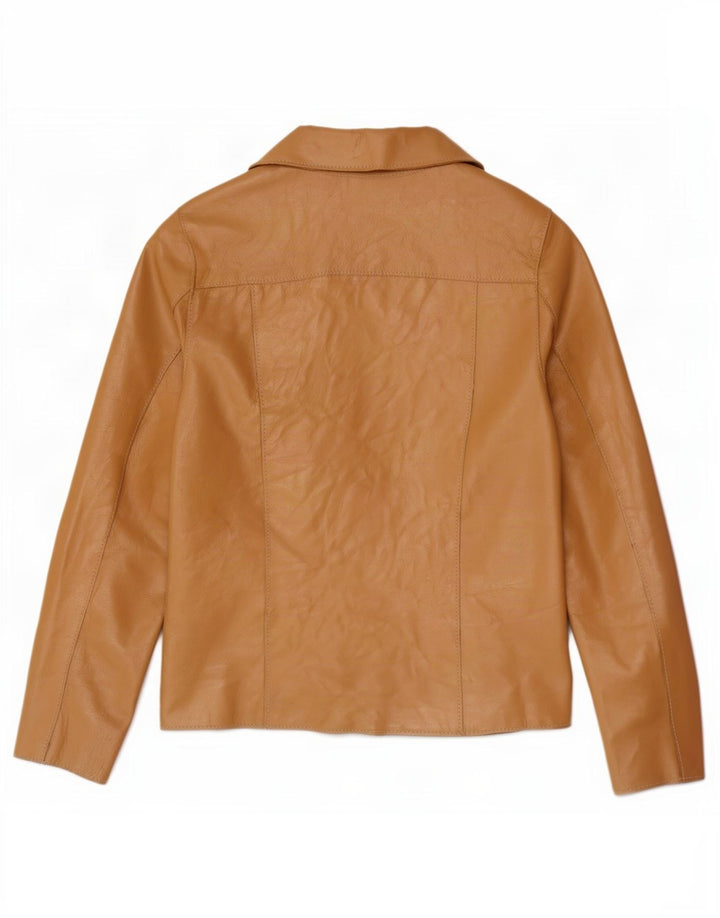 Jachetă de piele vintage pentru femei UK 8 Small Beige