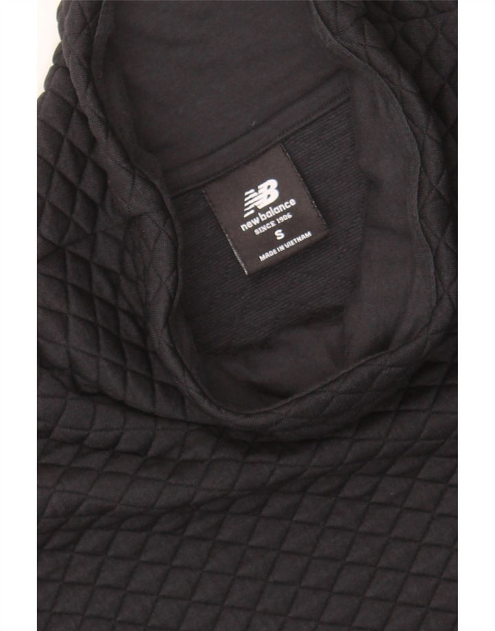 NEW BALANCE Womens Oversized Crop Sweatshirt Jumper UK 10 Small Black Vintage New Balance and Second-Hand New Balance from Messina Hembry 