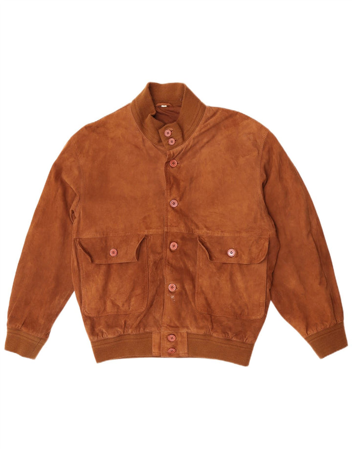Bomber vintage pentru bărbați din piele intoarsa EU 52 XL din piele maro