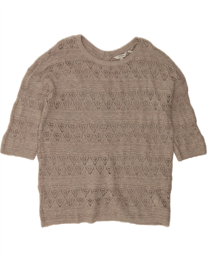 FAT FACE Womens Oversized Short Sleeve Cardigan Sweater UK 10 Small  Grey Vintage Fat Face and Second-Hand Fat Face from Messina Hembry 
