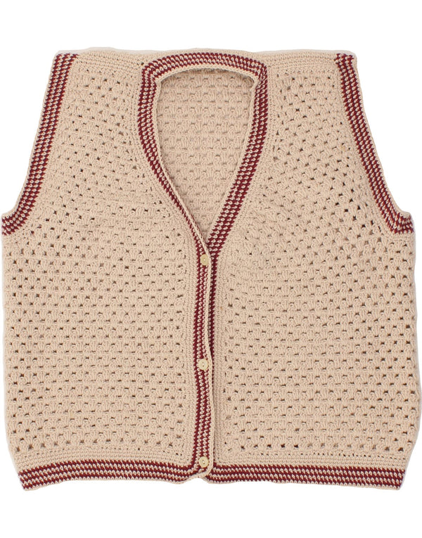 Pulover cardigan fără mâneci pentru femei VINTAGE UK 18 XL Bej