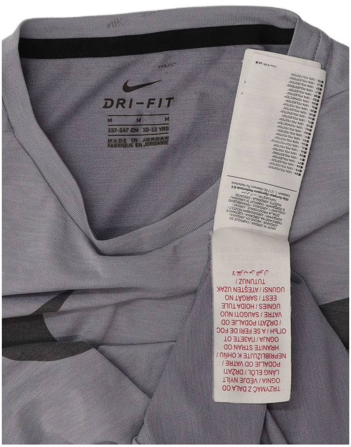 NIKE Boys Dri Fit Graphic T-Shirt Top 10-11 Years Medium Grey Polyester