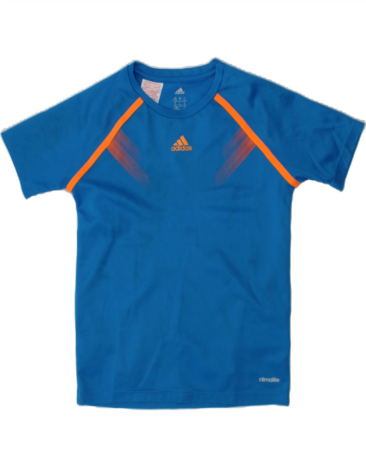 ADIDAS Boys Climalite T-Shirt Top 9-10 Years Blue Polyester Vintage Adidas and Second-Hand Adidas from Messina Hembry 