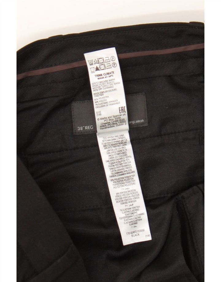 Pantaloni chino subțiri pentru bărbați Marks & Spencer L38 L31 Poliester negru