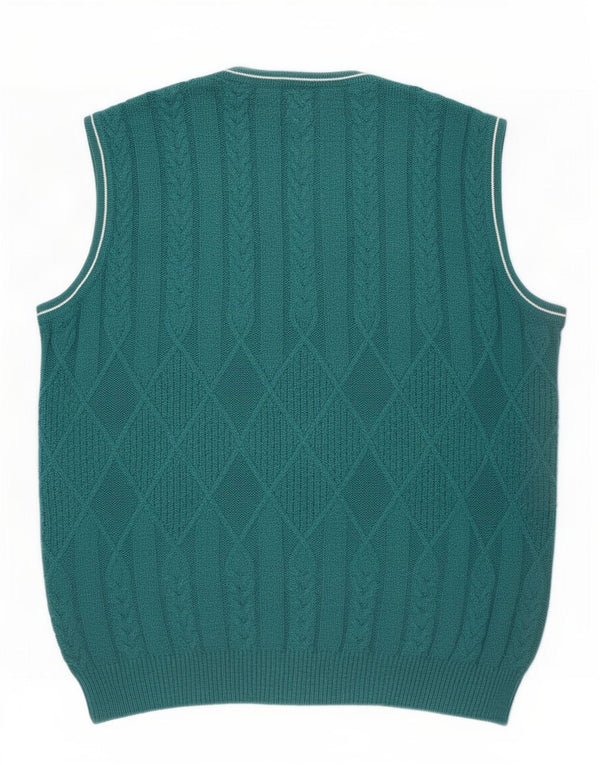 Vintage Mens Vest Tank Top IT 50 Medium Turcoaz Bumbac