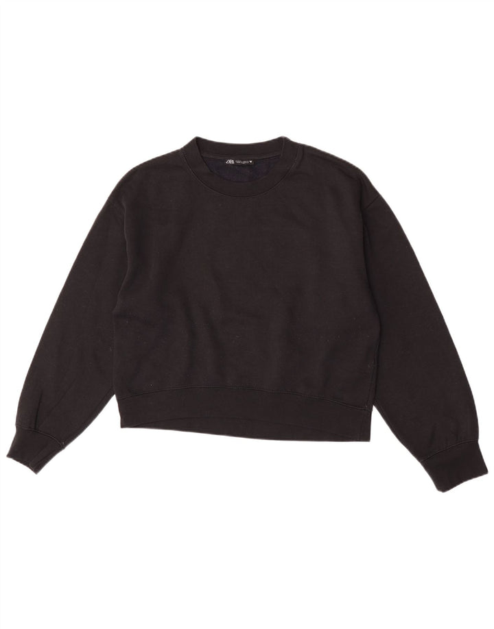 Pulover crop pentru femei Zara UK 14 Poliester mediu negru