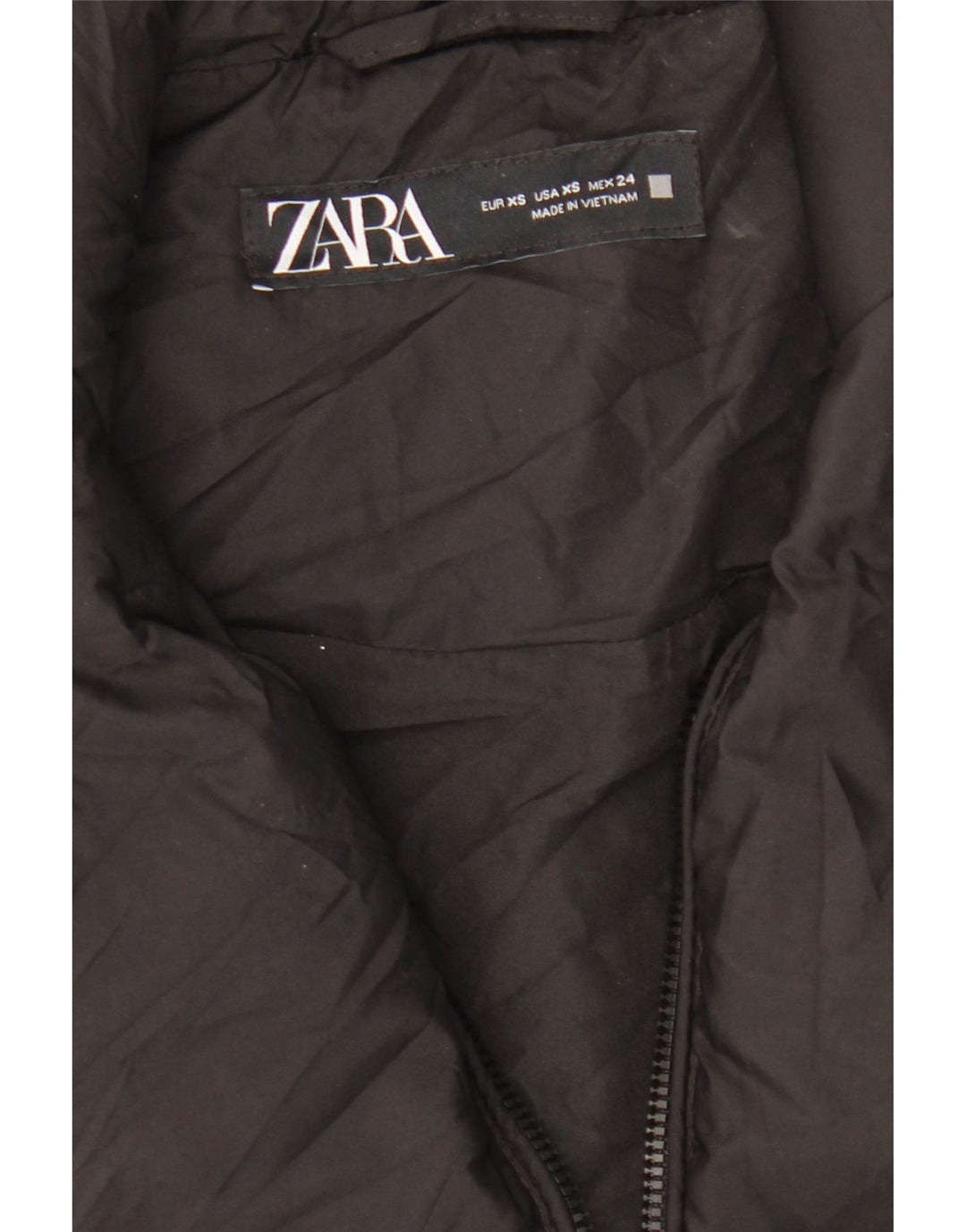 Gilet ZARA pentru femei Crop Oversized Captusit UK 6 XS Poliester negru