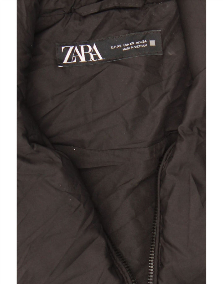 Gilet ZARA pentru femei Crop Oversized Captusit UK 6 XS Poliester negru