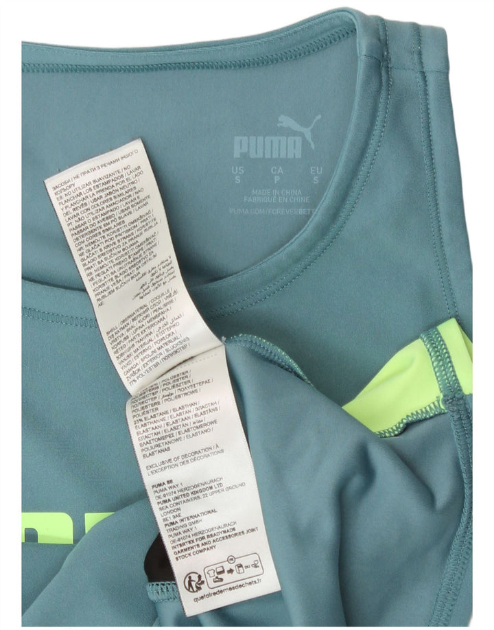 Puma Crop Graphic Vest Top pentru femei UK 10 Small Blue Colorblock Poliester
