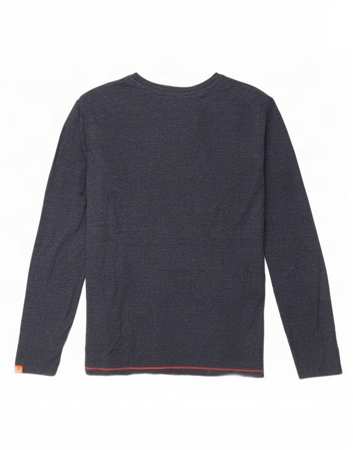 Top pentru bărbați Superdry cu mânecă lungă, mic, albastru marine, bumbac cu pete