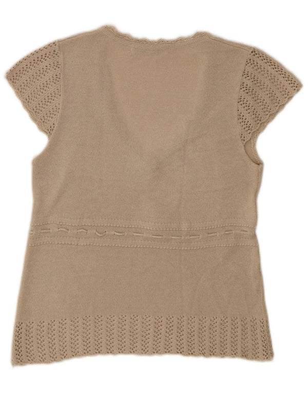 Zara Womens Vest Tank Top UK 12 Medium Bej Acrilic