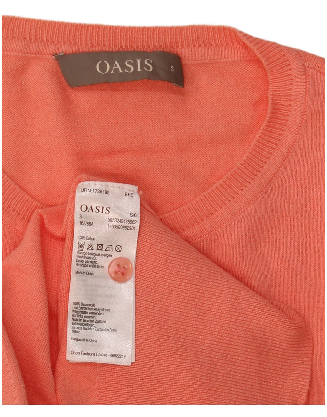 Pulover cardigan pentru femei Oasis UK 10 mic bumbac portocaliu