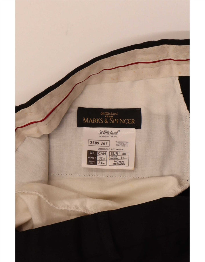 Marks & Spencer Pantaloni de costum drept bărbați St. Michael L32 L28 Lână neagră