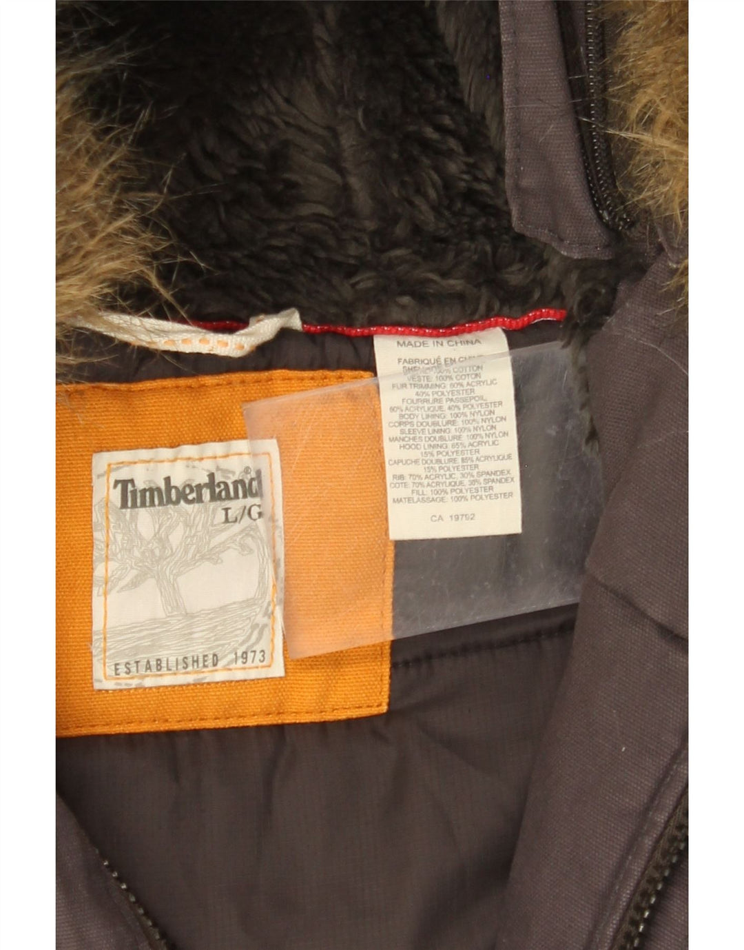 Jachetă parka cu glugă pentru bărbați TIMBERLAND UK 40 mare bumbac gri