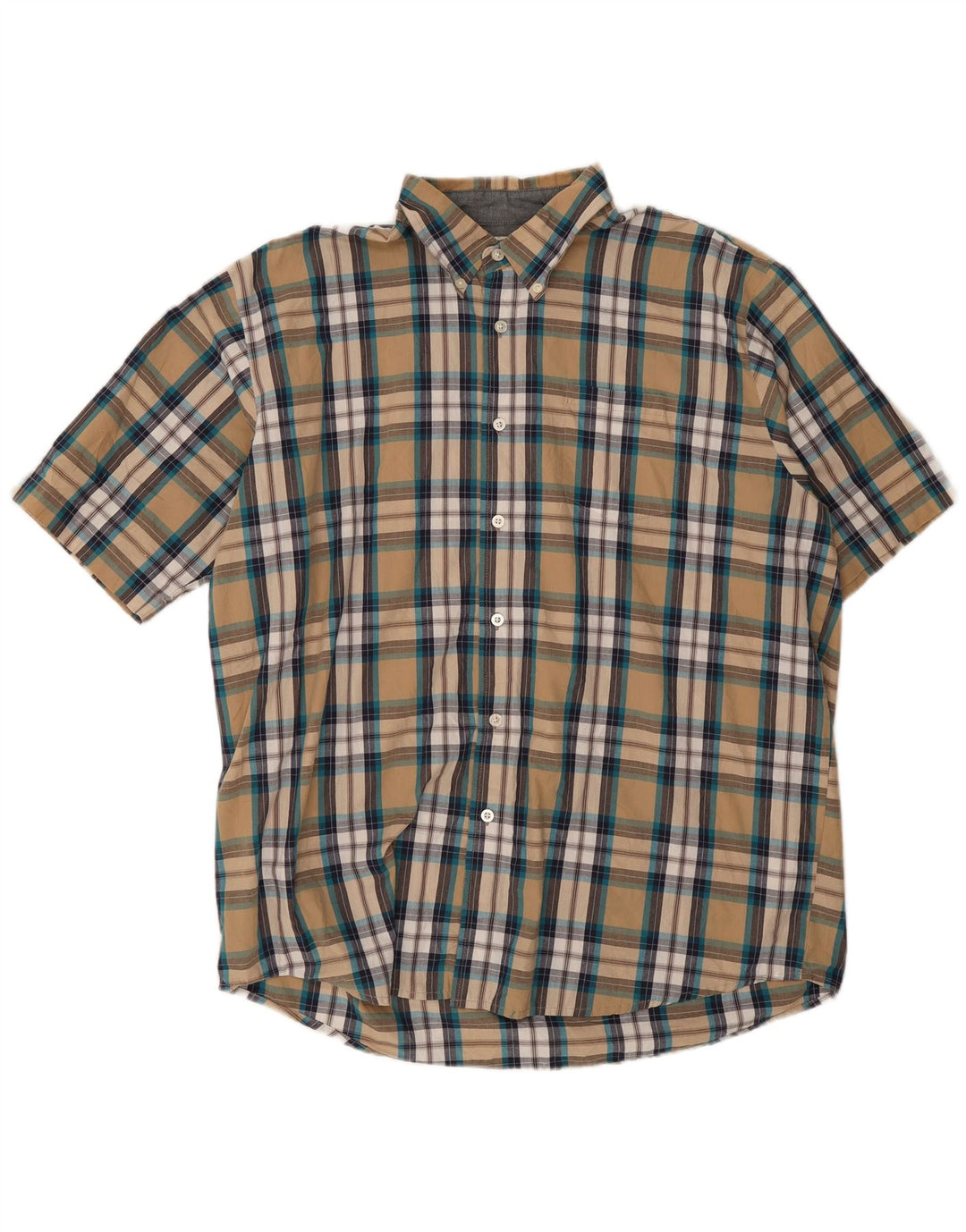 Cămașă cu mânecă scurtă pentru bărbați Wrangler XL, bumbac cu carouri bej