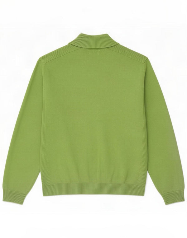 Massimo Dutti Pulover cu gât cu nasturi pentru bărbați 2XL Bumbac verde