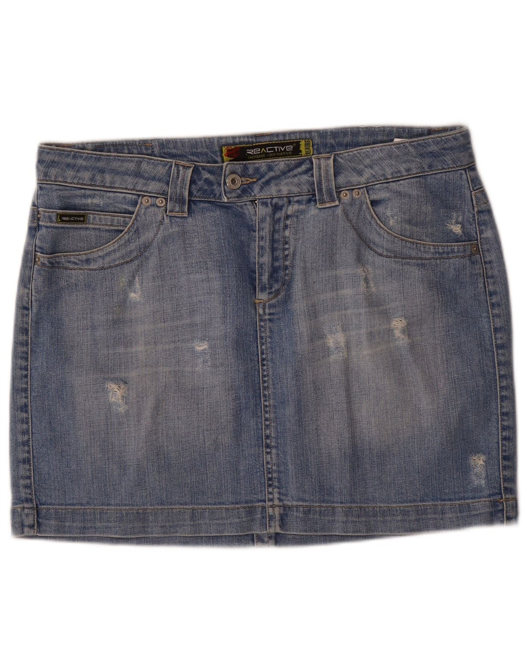 Fusta Mini Denim Distressed Vintage Femei W31 Bumbac Albastru Mediu