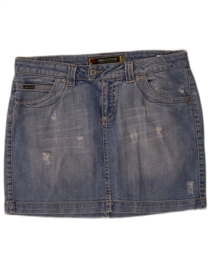 Fusta Mini Denim Distressed Vintage Femei W31 Bumbac Albastru Mediu