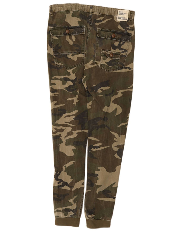 Zara băieți pantaloni de jogging chino 13-14 ani W30 L28 verde camuflaj
