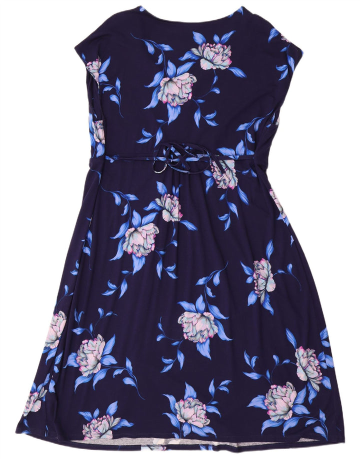 MONSOON Rochie în formă de A fără mâneci pentru femei UK 22 3XL Bluemarin Blue Floral Viscose