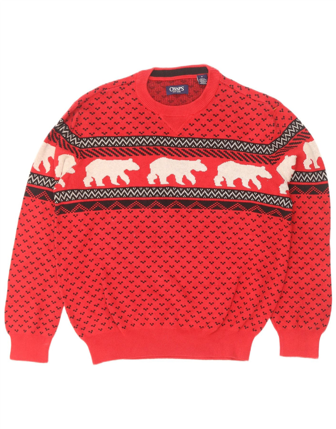 Pulover Chaps pentru bărbați cu gât roșu mijlociu Fair Isle