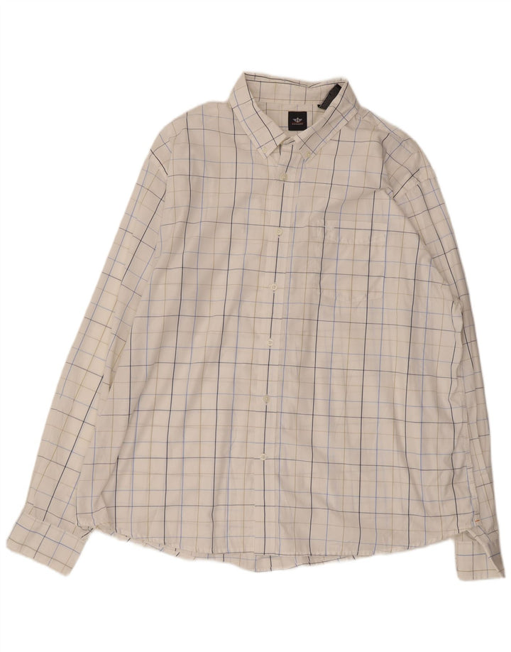 DOCKERS Mens Shirt 2XL White Check Cotton