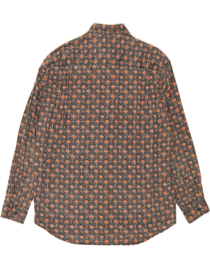 S.OLIVER Mens Shirt Medium Grey Floral Cotton Vintage S.Oliver and Second-Hand S.Oliver from Messina Hembry 