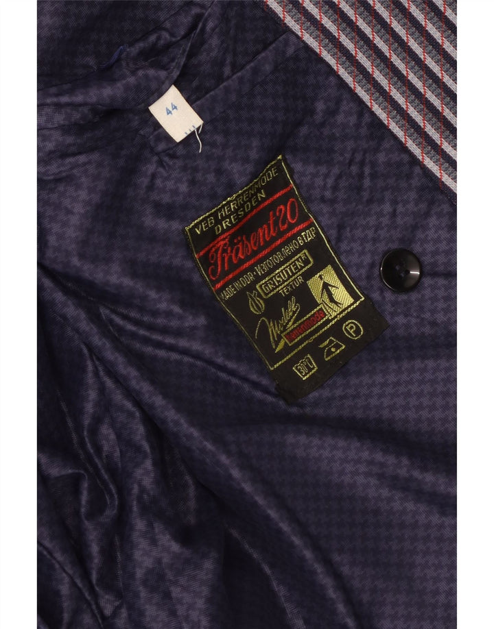 Jachetă vintage pentru femei cu piept dublu EU 44 XL bleumarin cu dungi