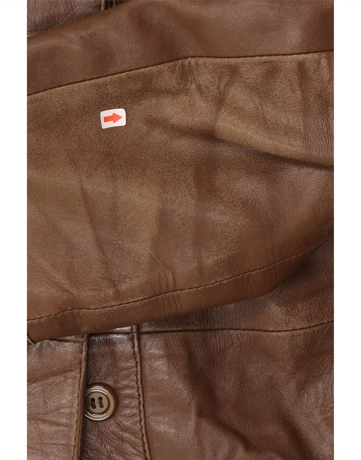 Palton din piele vintage pentru femei IT 46 din piele maro mare