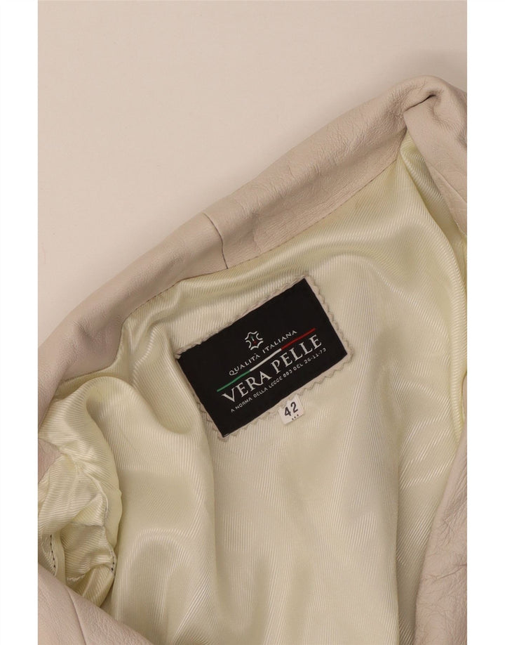 Palton din piele vintage pentru femei IT 42 Medium din piele albă