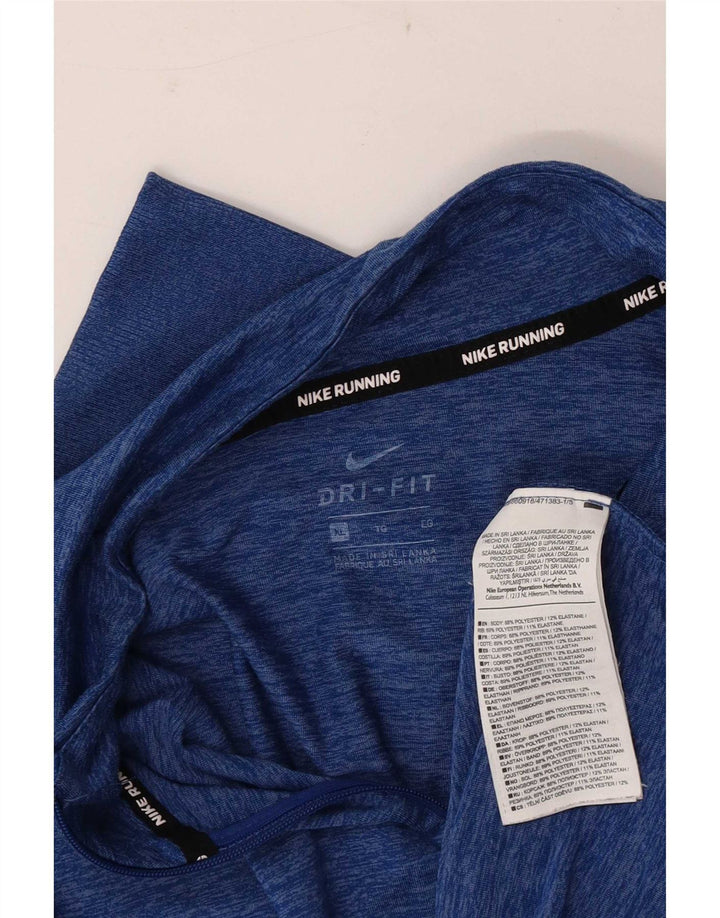 Top pentru alergare cu fermoar și gât pentru bărbați Nike cu mânecă lungă, XL, poliester cu pături albastre