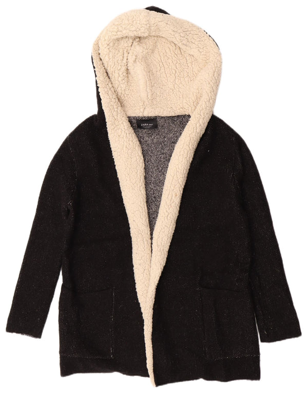 Pulover cardigan supradimensionat cu glugă Zara pentru femei UK 10 Small Black Herringbone