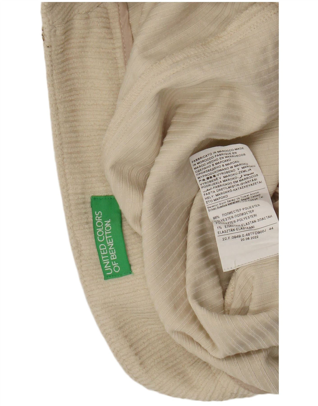 Pantaloni scurti din velur pentru femei Benetton UK 12 Medium W28 Bej Poliester