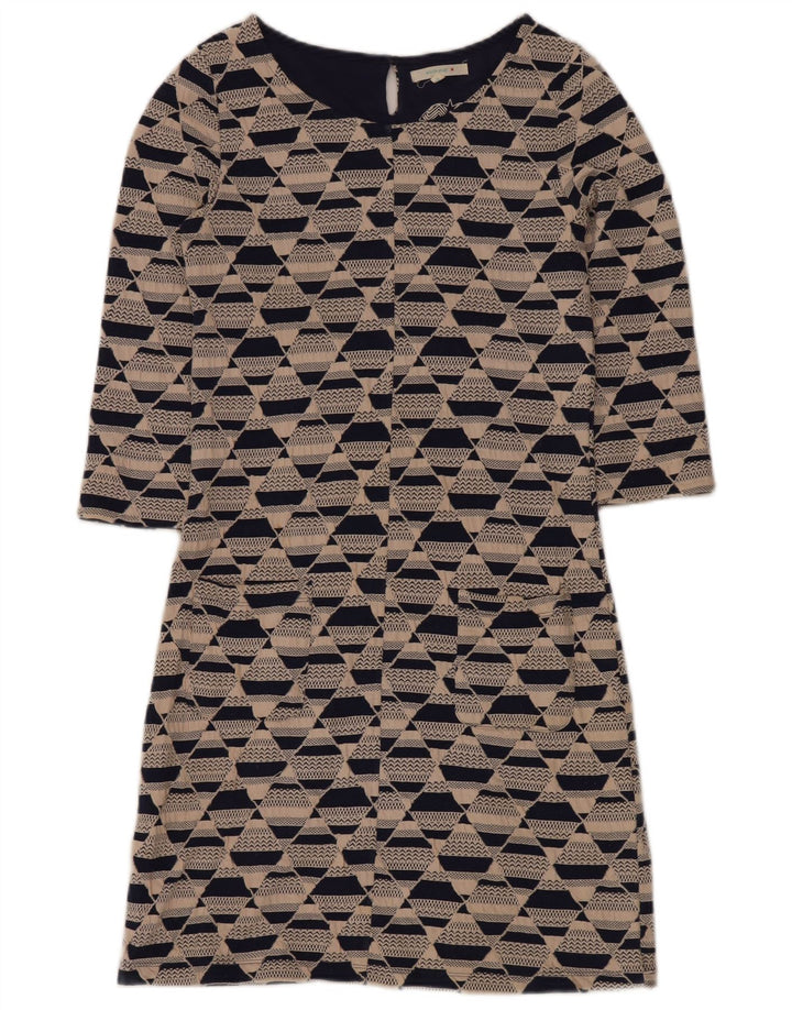 WHITE STUFF Rochie de damă cu mâneci 3/4 Mâneci Mărimea UK 8 Mic Bej Geometric