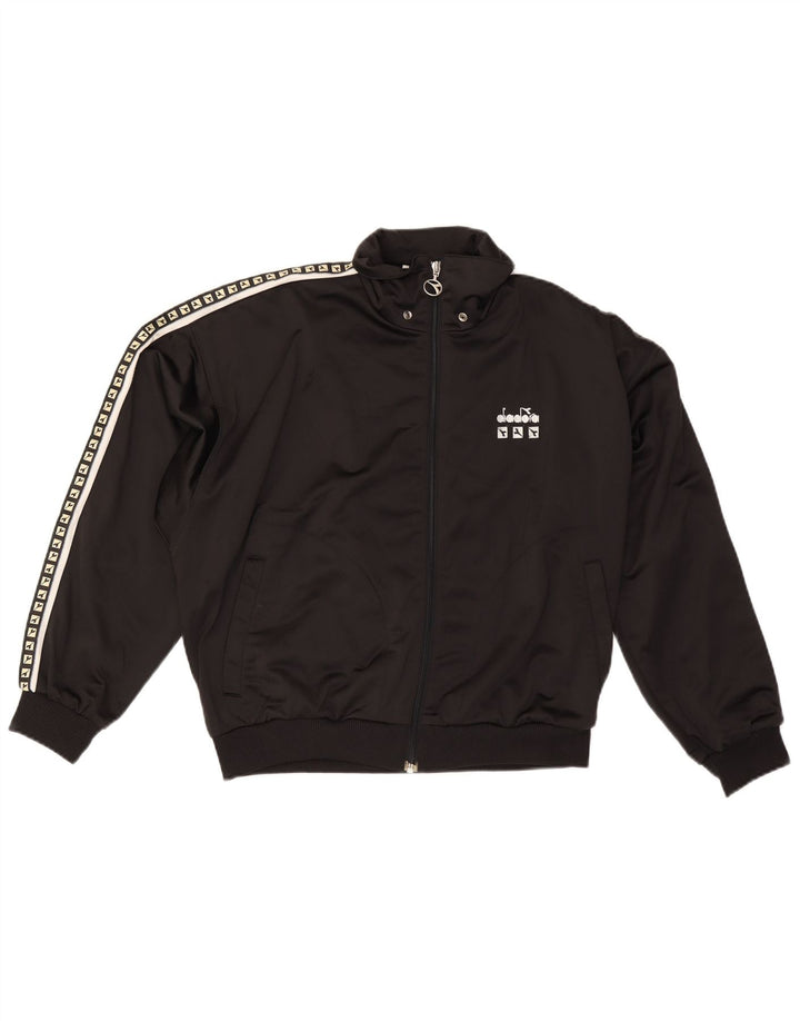 Jachetă de top pentru trening grafic Diadora pentru bărbați UK 34 XS poliester negru