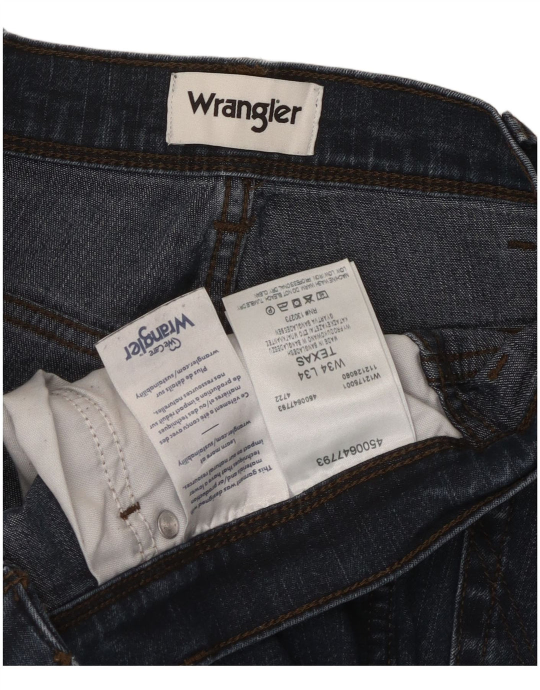 Blugi drepte pentru bărbați Wrangler Texas W34 L34 Bumbac albastru