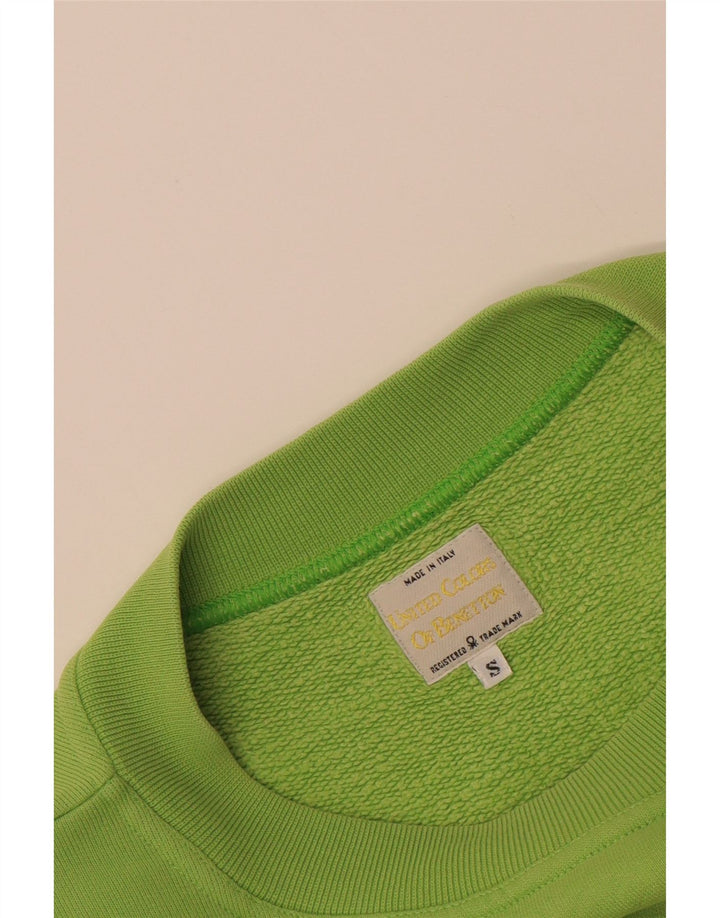 BENETTON Womens Graphic Oversized Sweatshirt Jumper UK 10 Small Green