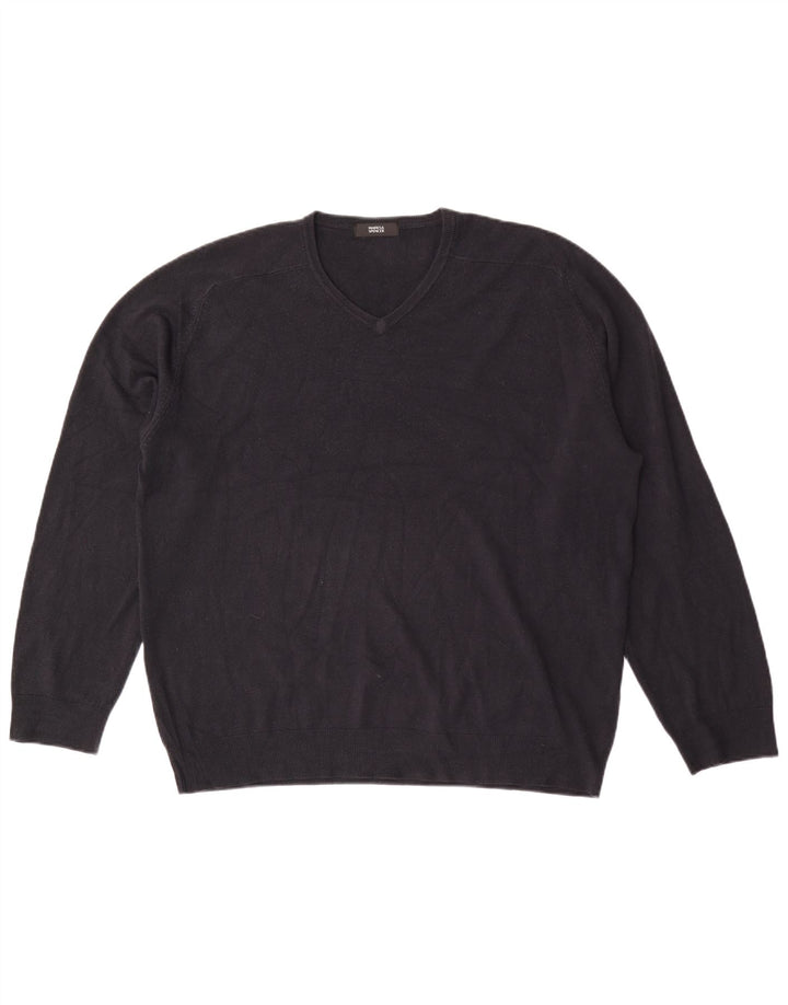 Pulover pentru bărbați Marks & Spencer, cu decolteu în V, XL, acrilic, albastru bleumarin