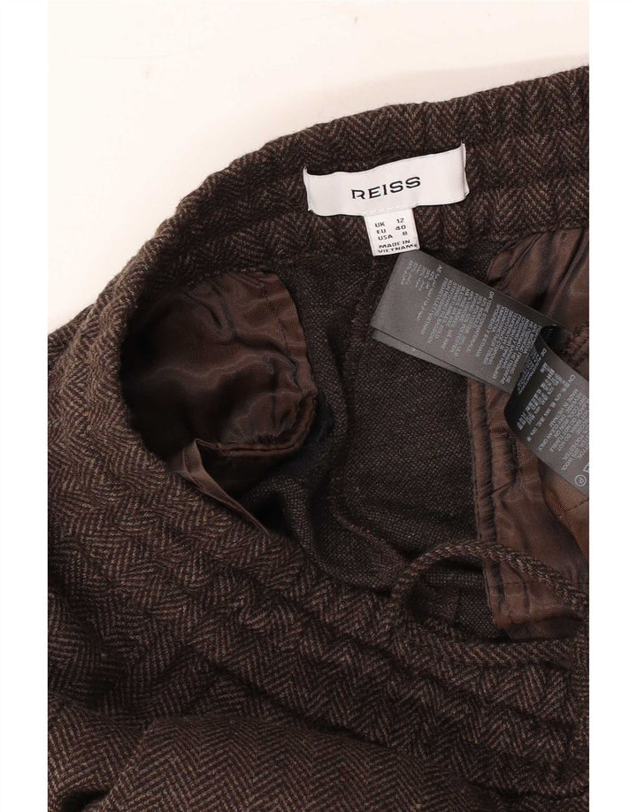 Pantaloni de trening Reiss pentru femei UK 12 Medium Brown Herringbone Bumbac