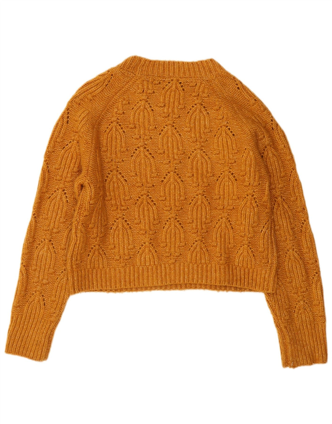 Pulover de damă Zara Crop Crew Gate UK 14 Acrilic portocaliu mediu