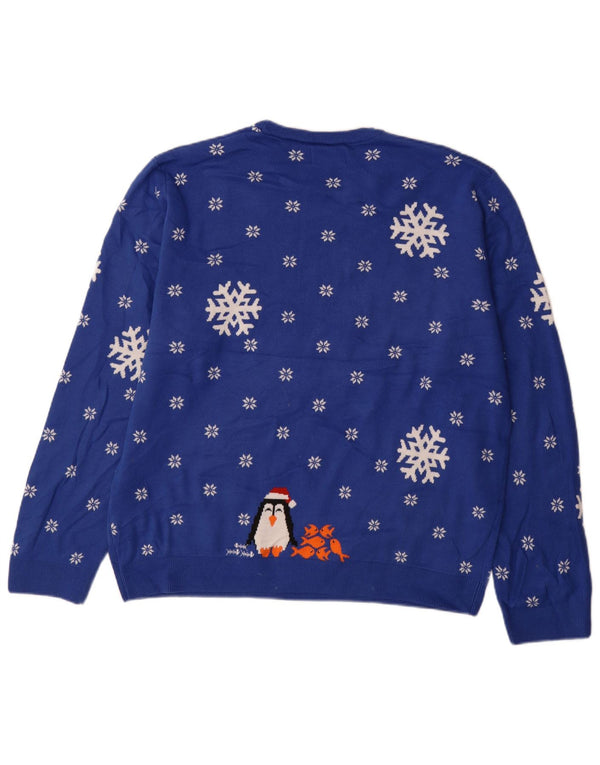 Pulover pentru bărbați Marks & Spencer, cu gât crew, XL, albastru Fair Isle acrilic