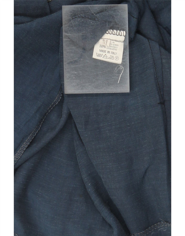 Jachetă vintage pentru femei, cu 4 nasturi, cu mânecă scurtă, UK 12, bleumarin mediu