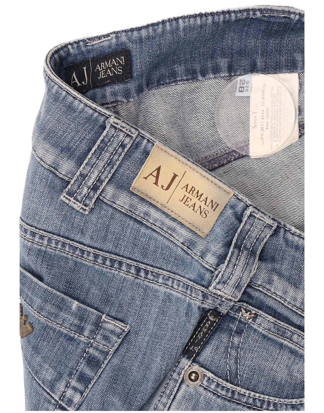 Blugi drepti pentru femei Armani W28 L30 Bumbac albastru