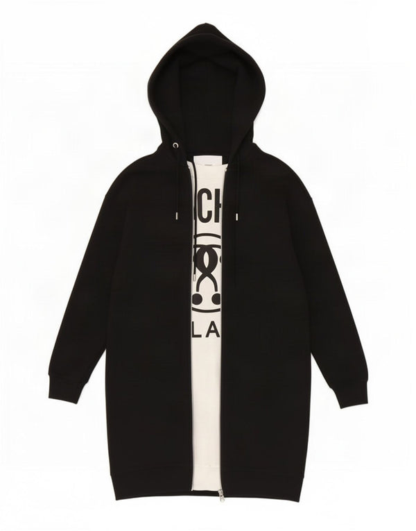Rochie cu hanoră cu mânecă lungă și cu grafică supradimensionată pentru femei Moschino UK 6 XS Negru