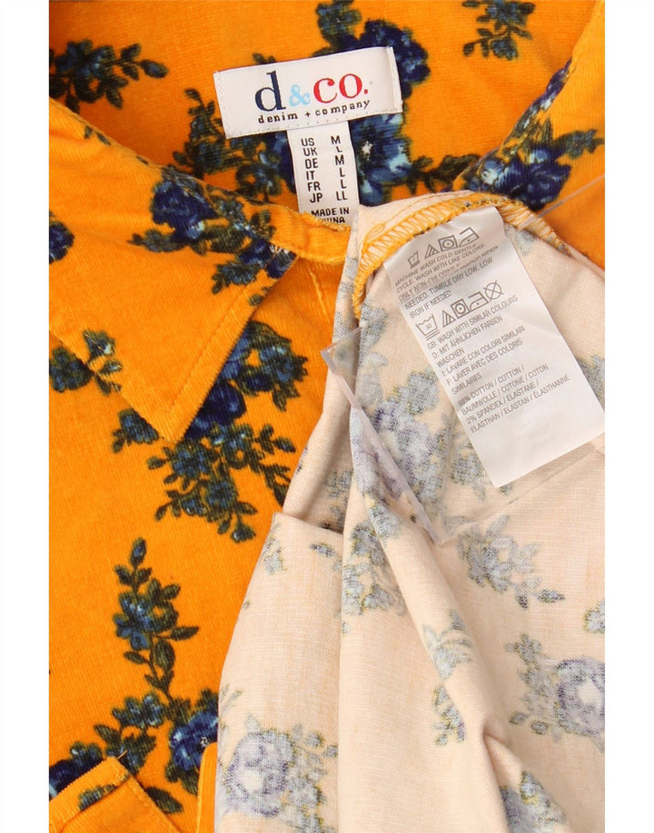 Cămașă din velur pentru femei Denim & Co UK 16, mare, galben, din bumbac floral
